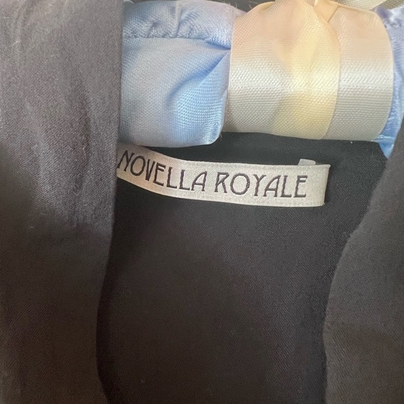 Revolve novella royale black button down ascot long top size XS - Picture 3 of 4